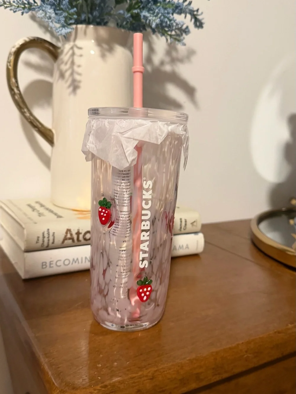Starbucks 2026 Strawberry Pink Drink Glass Cold Cup Tumbler 16oz With Straw NEW